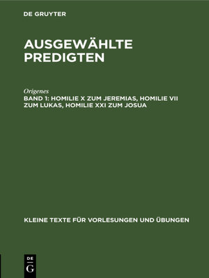 cover image of Homilie X zum Jeremias, Homilie VII zum Lukas, Homilie XXI zum Josua